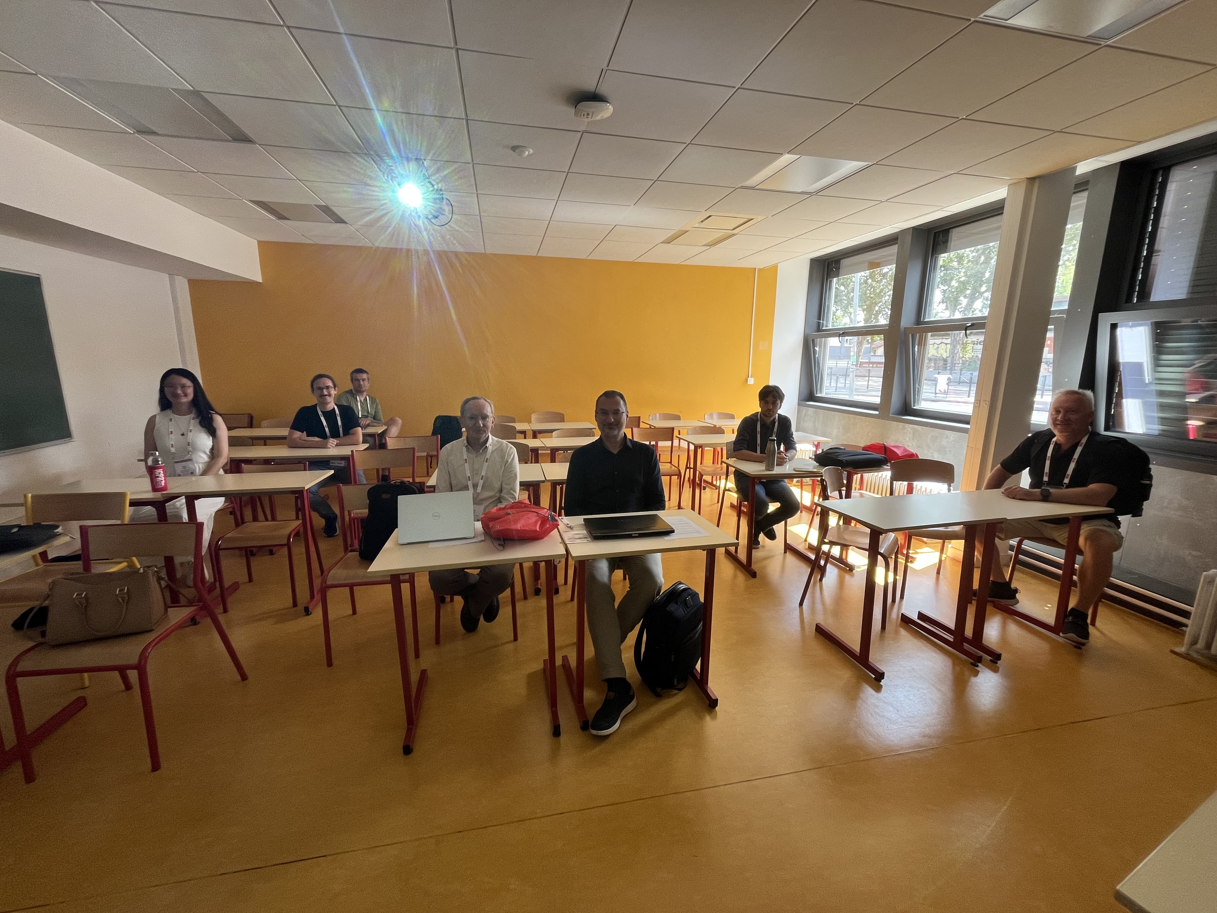 The workshop co-organizers Emanuel Aldea (right) and Marco Porta (left) and some attendees