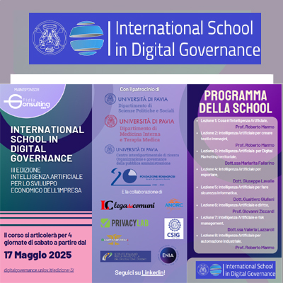 III edizione International School in Digital Governance - Intelligenza Artificiale per lo sviluppo economico dell'impresa