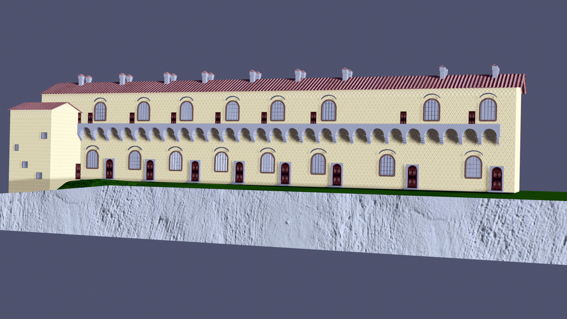 modello 3D del Castello di Mirabello in epoca sforzesca