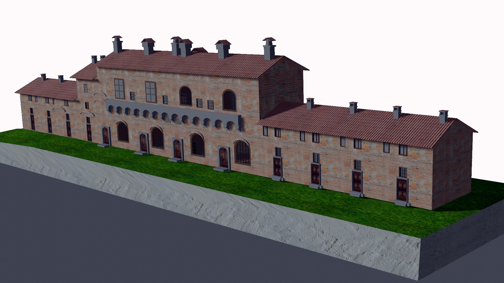 modello 3D del Castello di Mirabello nell'Ottocento