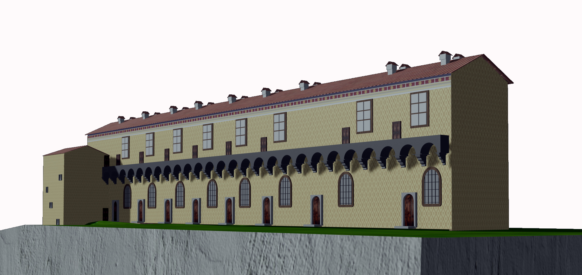 modello 3D del Castello di Mirabello in epoca viscontea