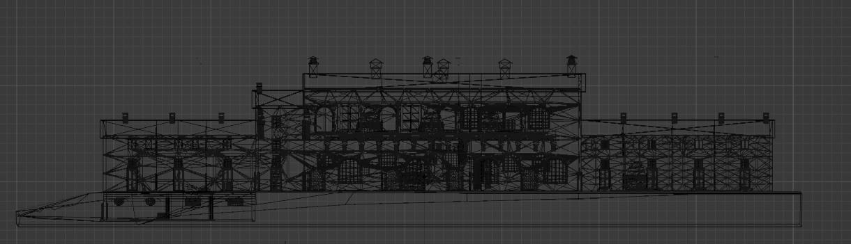 wireframe del Castello di Mirabello a metà Ottocento