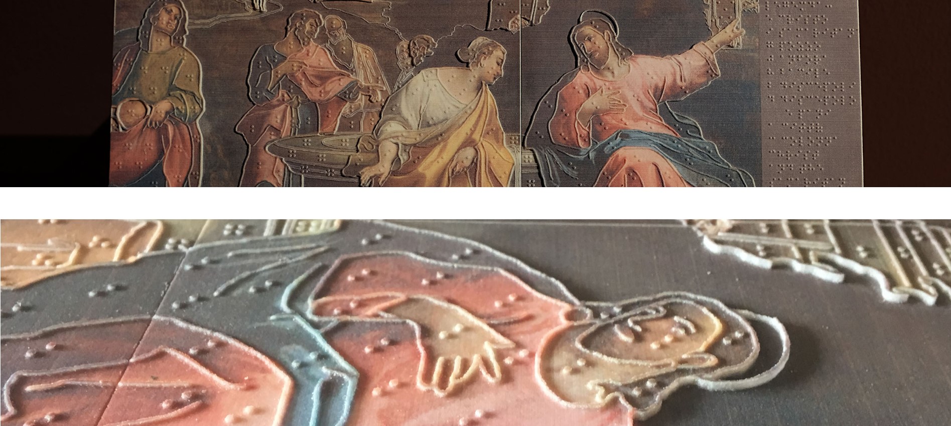 stampa 3D di parte della didascalia tattile di Cristo e la Samaritana alla Pinacoteca di Brera